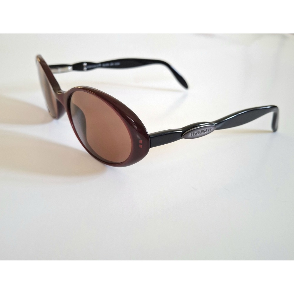Y2K Vtg Serengeti Isles DR 6326 Burgundy/Black Oval Unisex Eyewear Frames Only